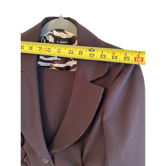 T. Milano 2 pc Pantsuit Dk Purple with Animal Print Lining Size 12 Work Church - Picture 6 of 11